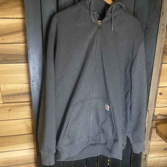 Carhartt Men's Dark Gray Zip-Up hoodie sweatshirt XLT drawstring in hood - Picture 1 of 7